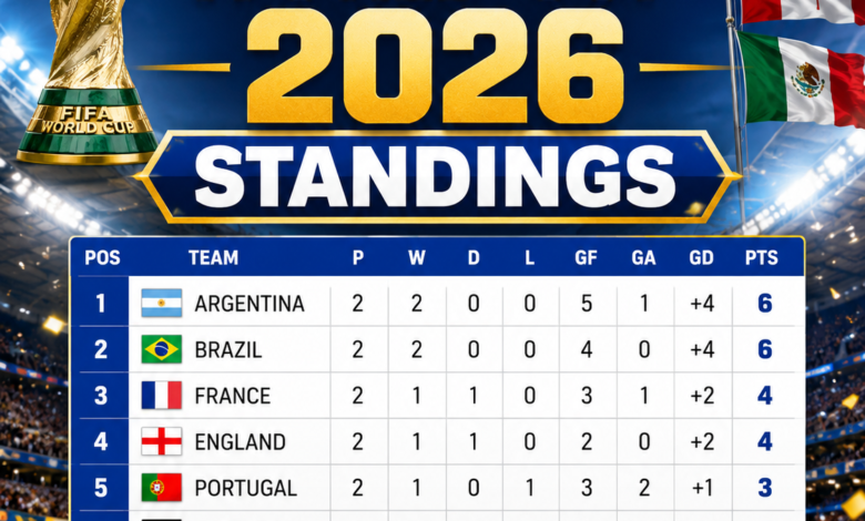fifa world cup 2026 standings